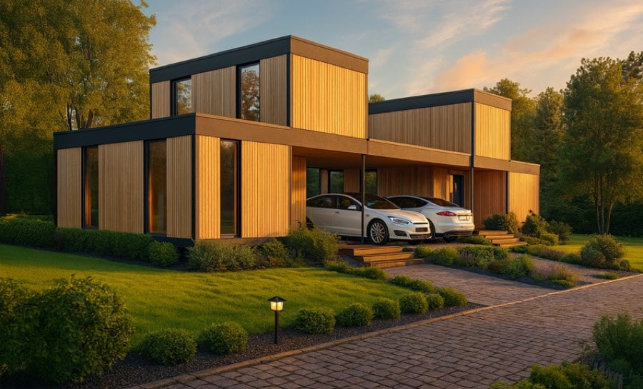 Rendu du modèle 6X9-Z — Double habitation, R+1